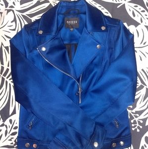 GUESS Aja Blue Sateen Moto Jacket